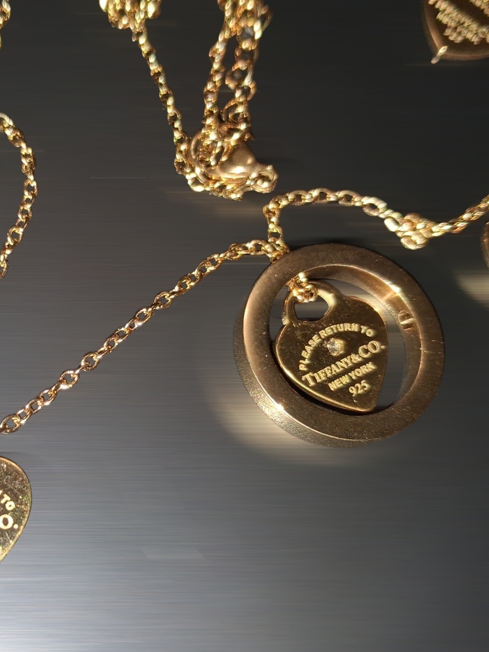 Fashion Gold-Tone Heart Tag Pendant Necklace With Earrings